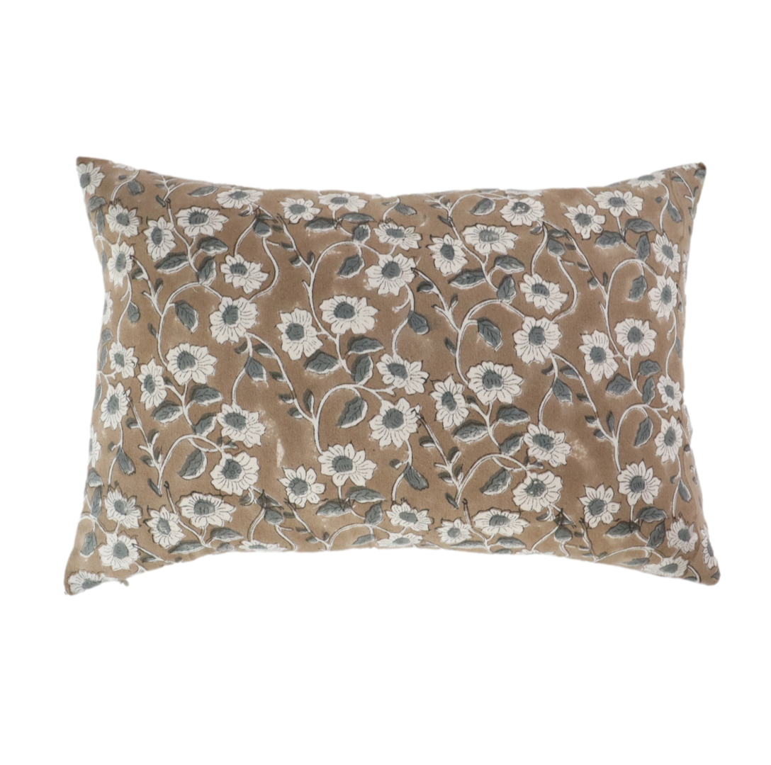 Poppy Floral Pillow Cover in Warm Brown