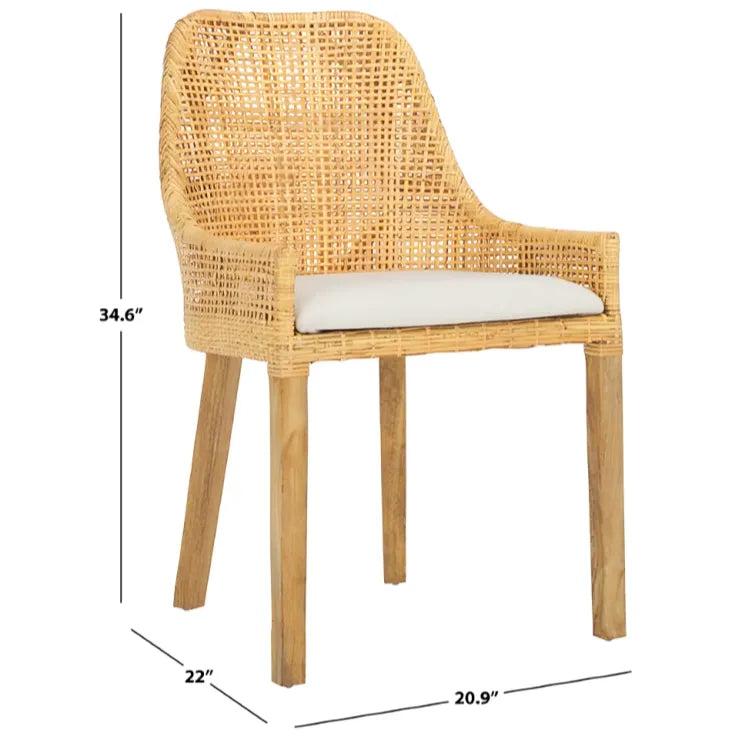 Altha Rattan Dining Chair in Dessert Brown with Cushion