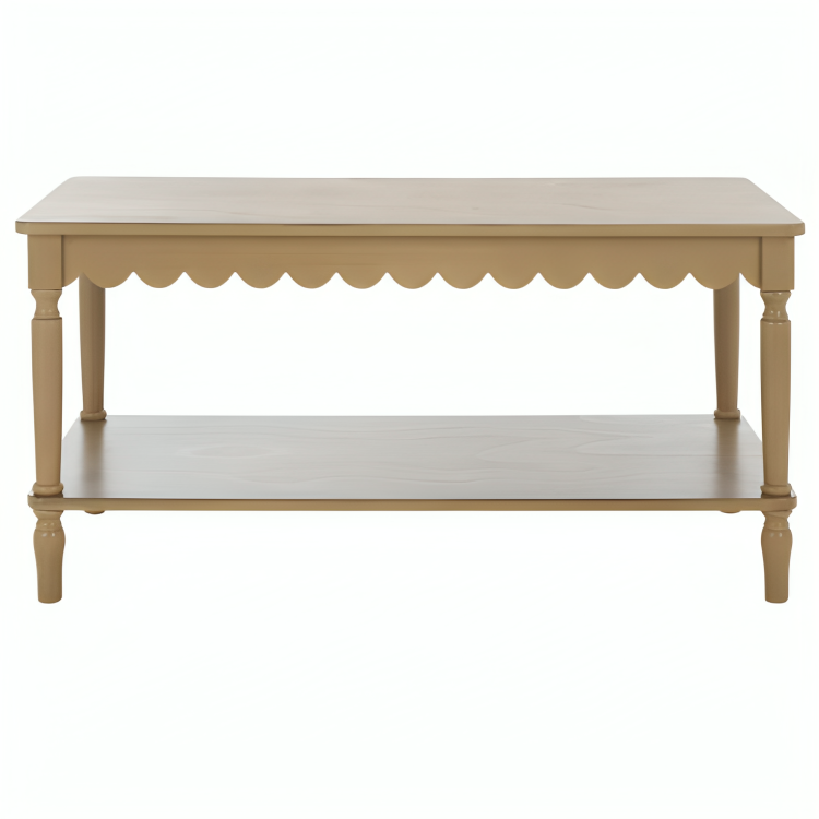 Haven Wood Coffee Table in Desert Brown with Shelf