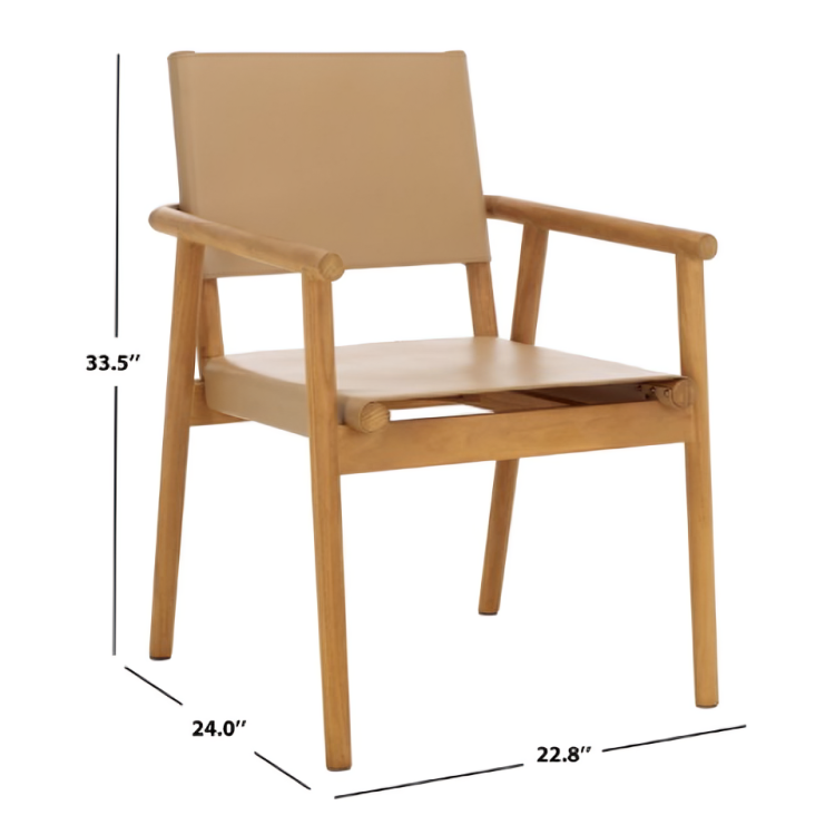 Hutson Leather Dining Chair in Tan with Sungkai Wood Frame