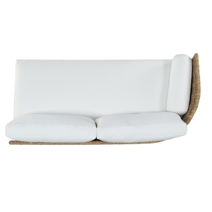 Anguilla Wicker Outdoor Chaise Sectional in Natural and White