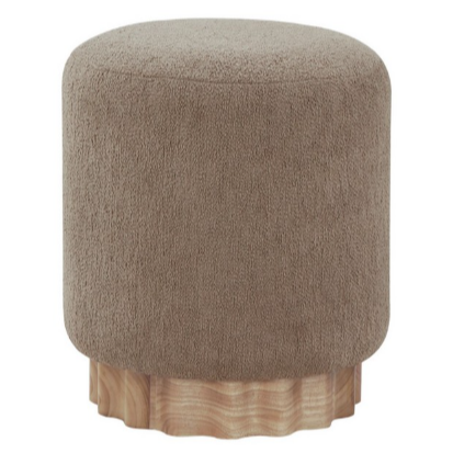 Nikolas Round Boucle Ottoman in Light Brown