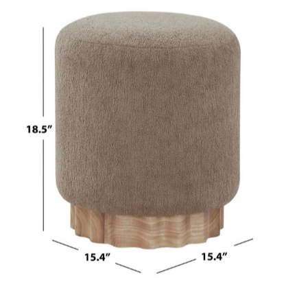 Nikolas Round Boucle Ottoman in Light Brown