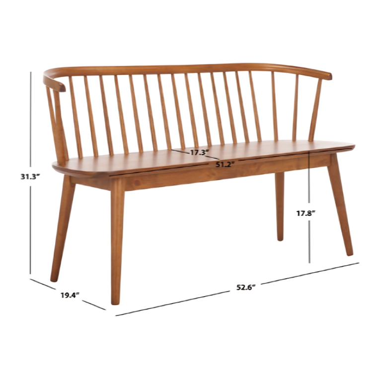 Blanchard Wood Bench in Honey with Spindle Back