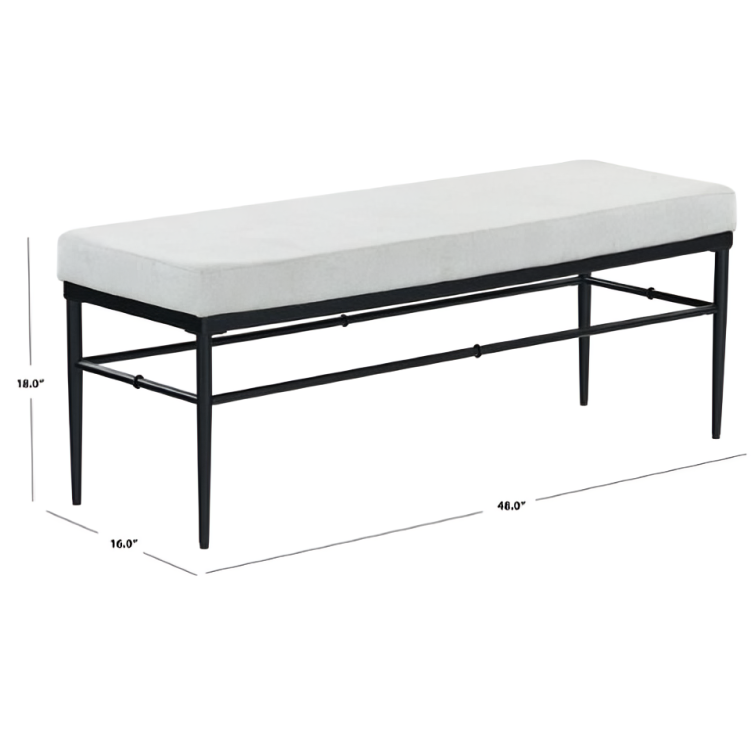 Theabella Wood Bench in Black and Light Gray with Metal Frame