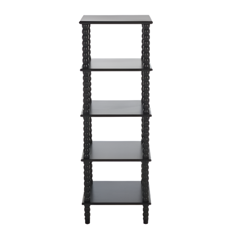 Dilyn Wood 5-Tier Shelving Unit in Matte Black