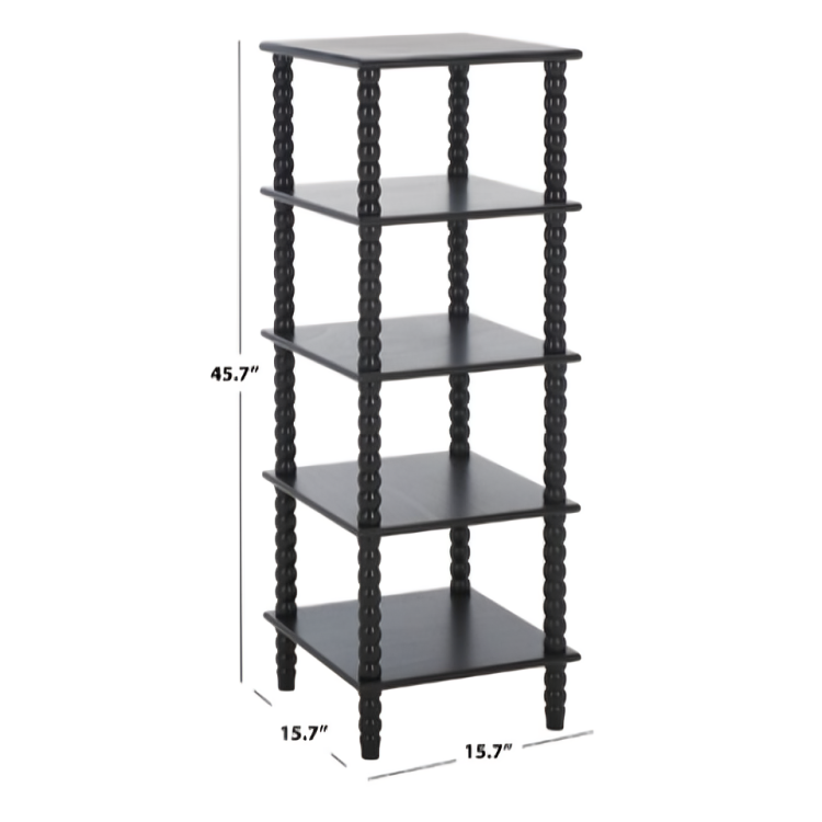 Dilyn Wood 5-Tier Shelving Unit in Matte Black