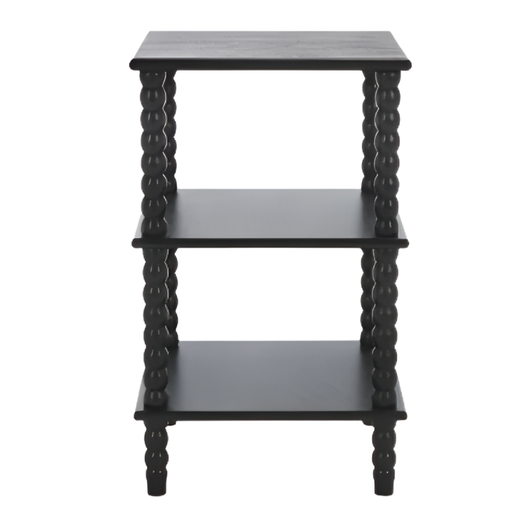 Dilyn Wood Accent Table in Matte Black with 3-Shelves