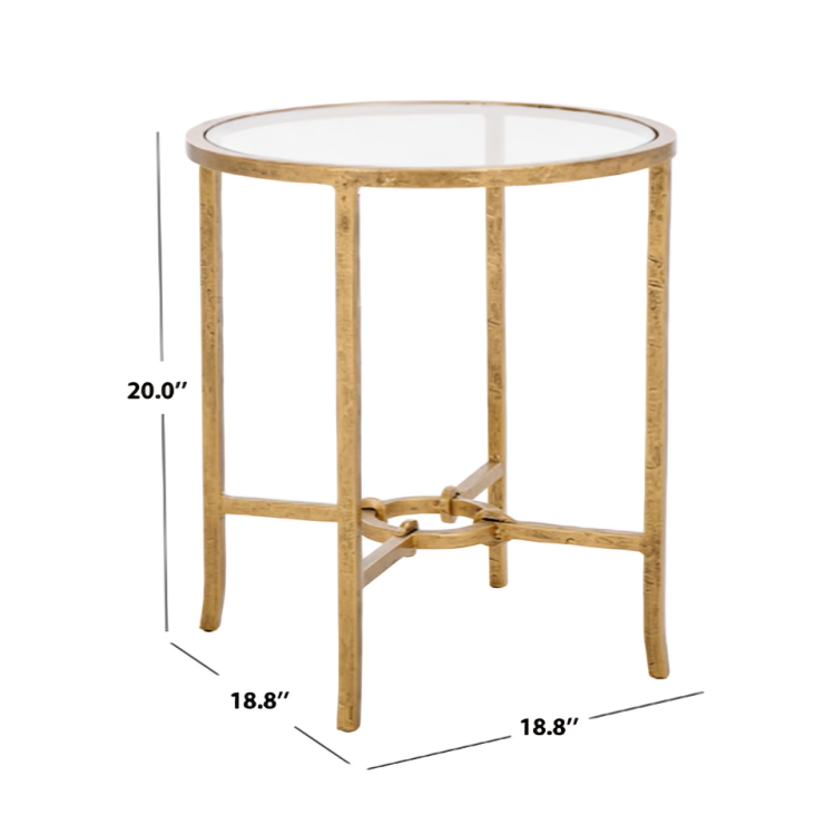 Tauri Forged Metal Round Accent Table in Brass