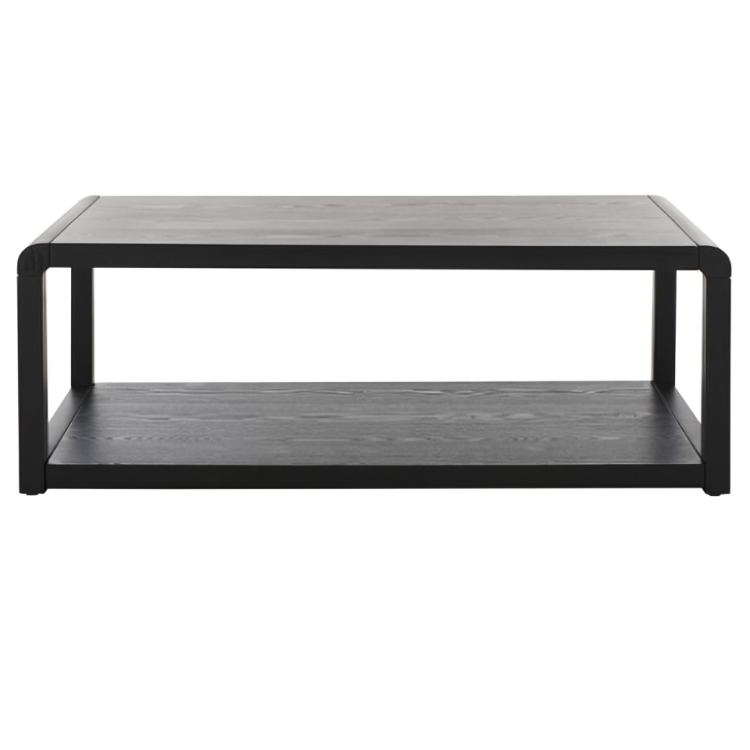 Omara Wood 2-Tier Coffee Table in Black