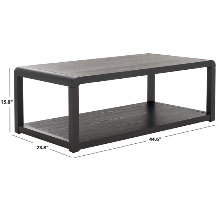 Omara Wood 2-Tier Coffee Table in Black