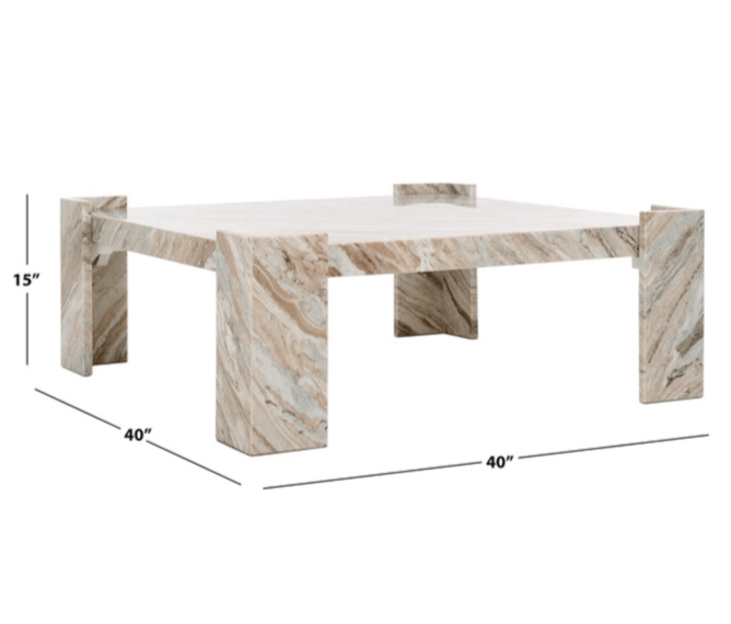 Catayana Marble Coffee Table with L-Shaped Legs