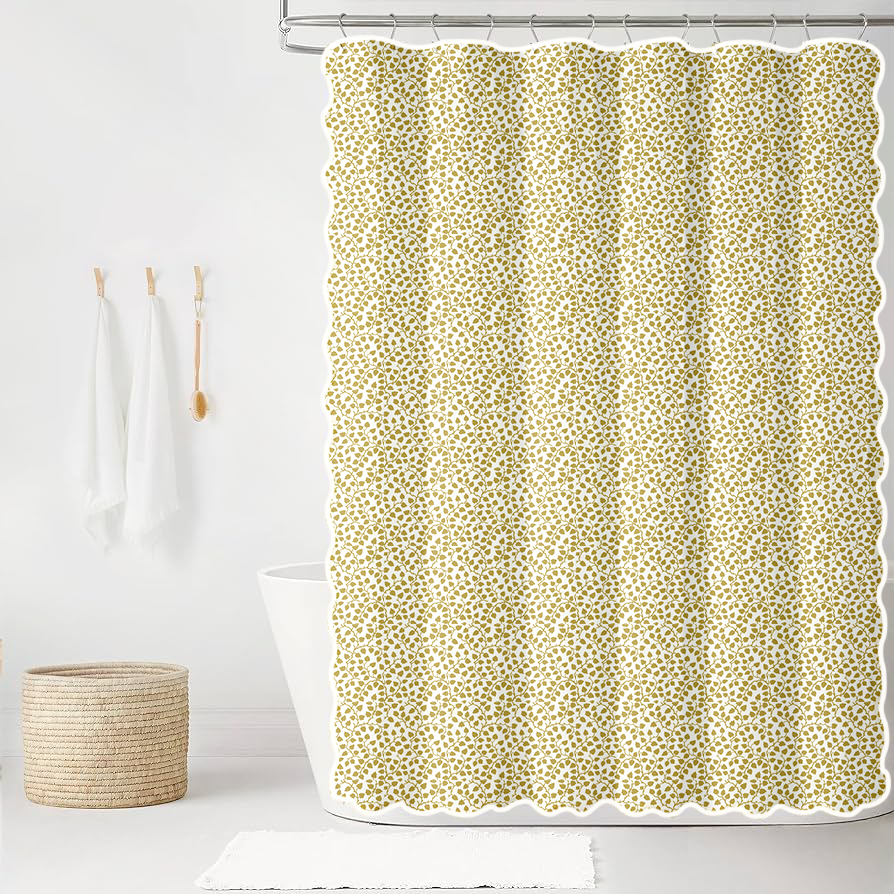 Audrey in Citrus Scalloped Edge Shower Curtain