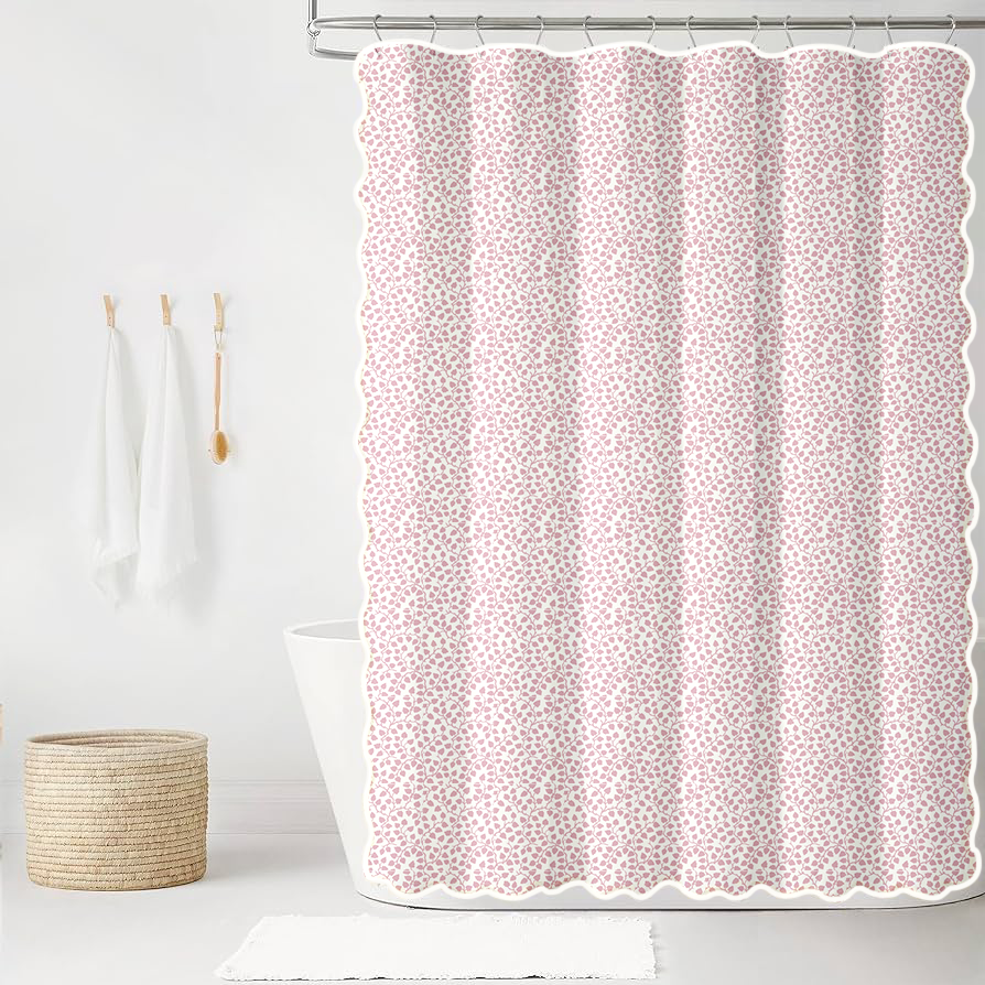 Audrey in Sunset Scalloped Edge Shower Curtain