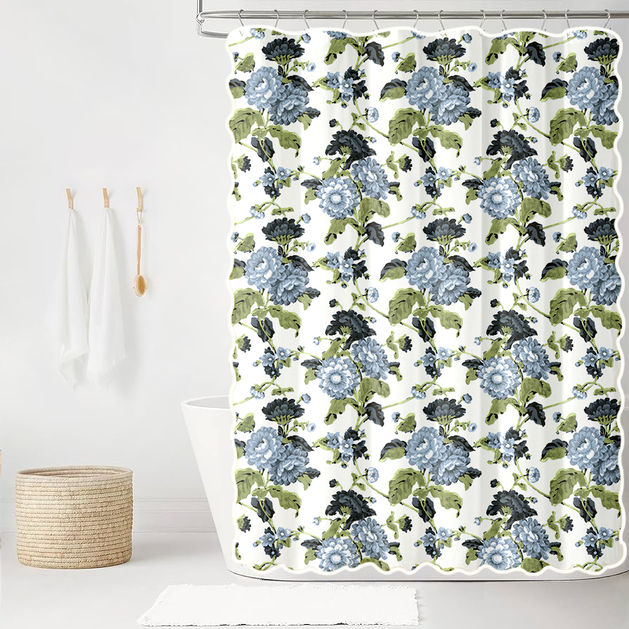 Britain in Rain Scalloped Edge Shower Curtain