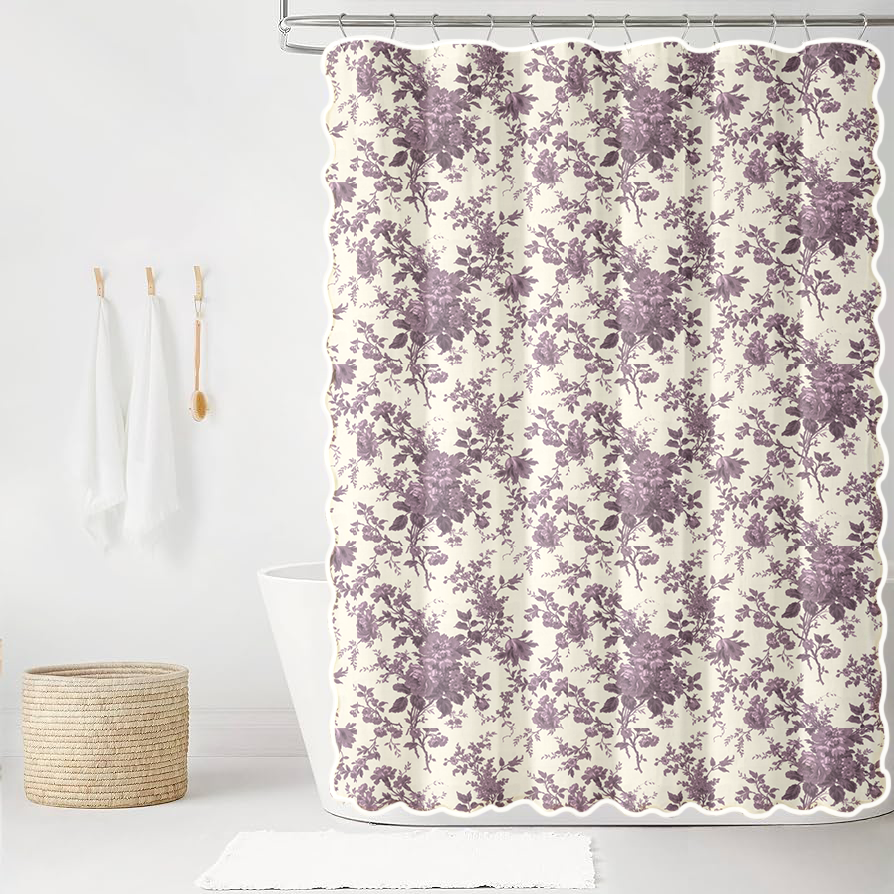 Keaton in Orchid Scalloped Edge Shower Curtain