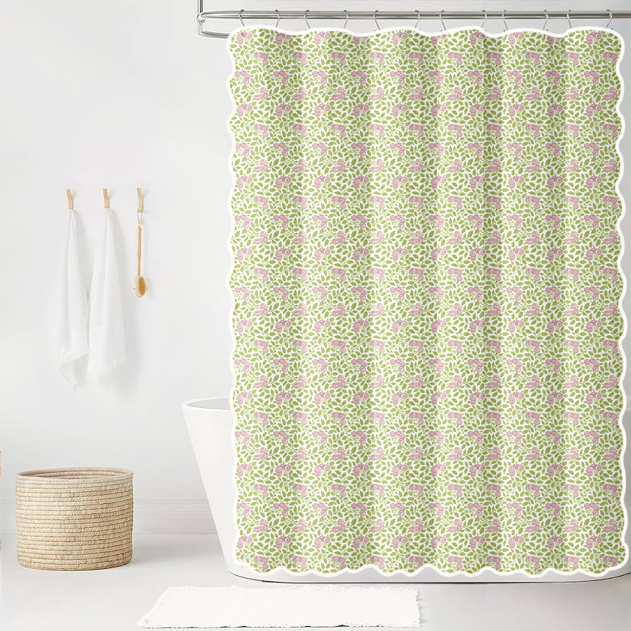 Maggie in Ballet & Eloise Scalloped Edge Shower Curtain