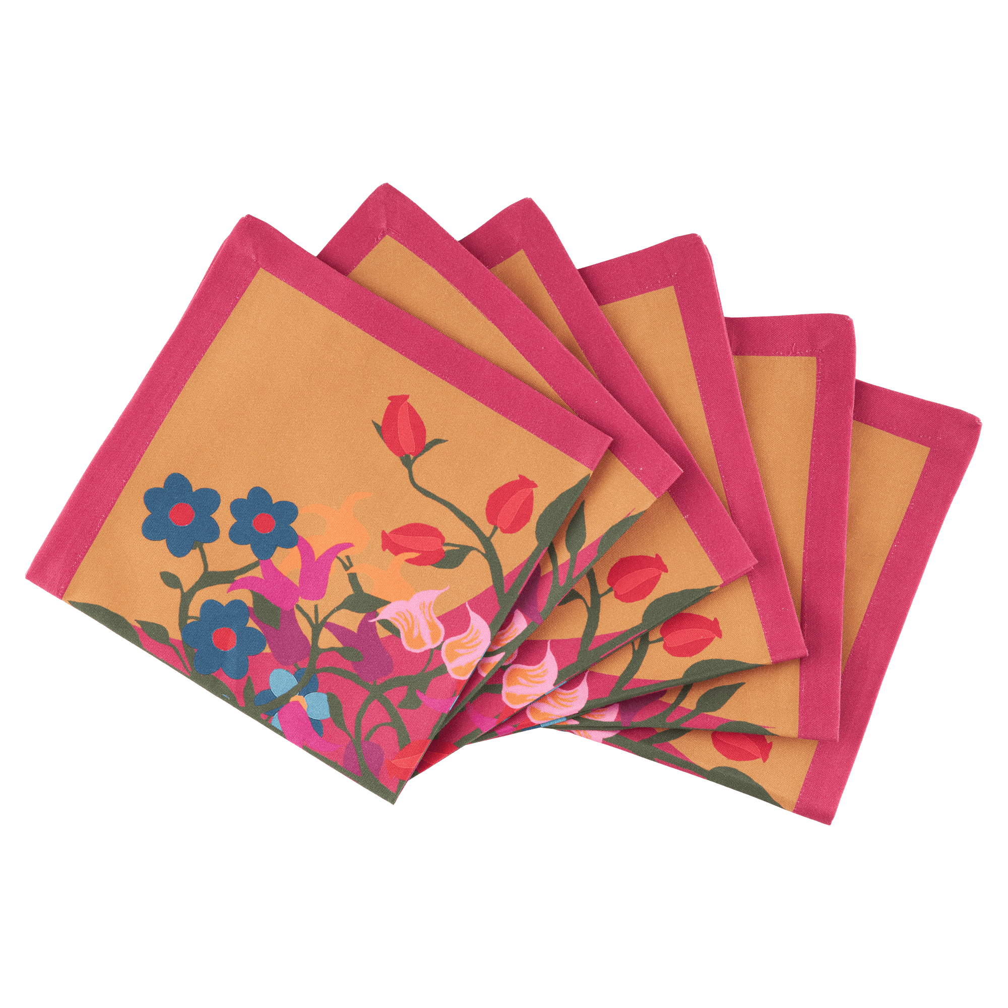 6 Napkins Blumen Orange