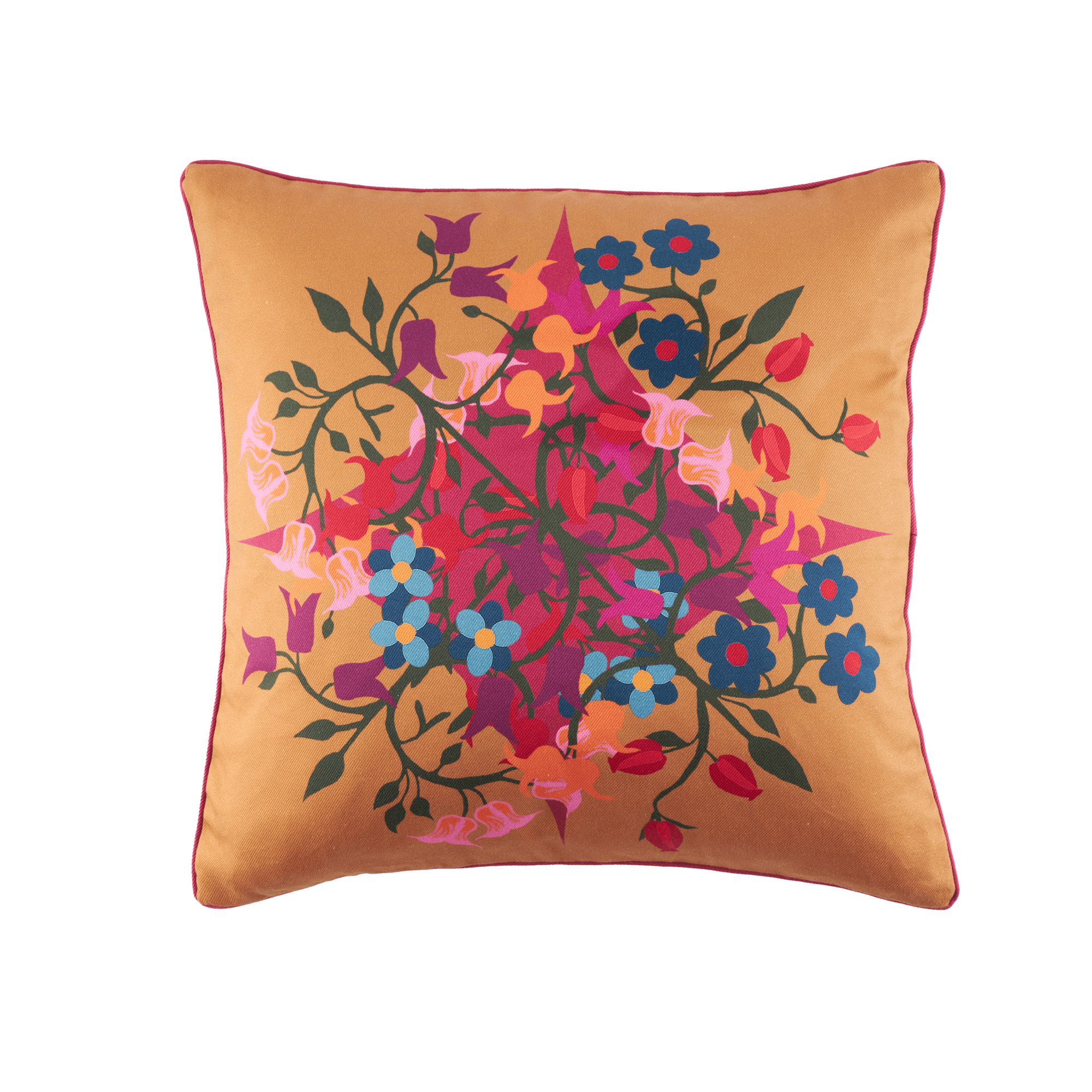 Square Pillow Cover Blumen Orange