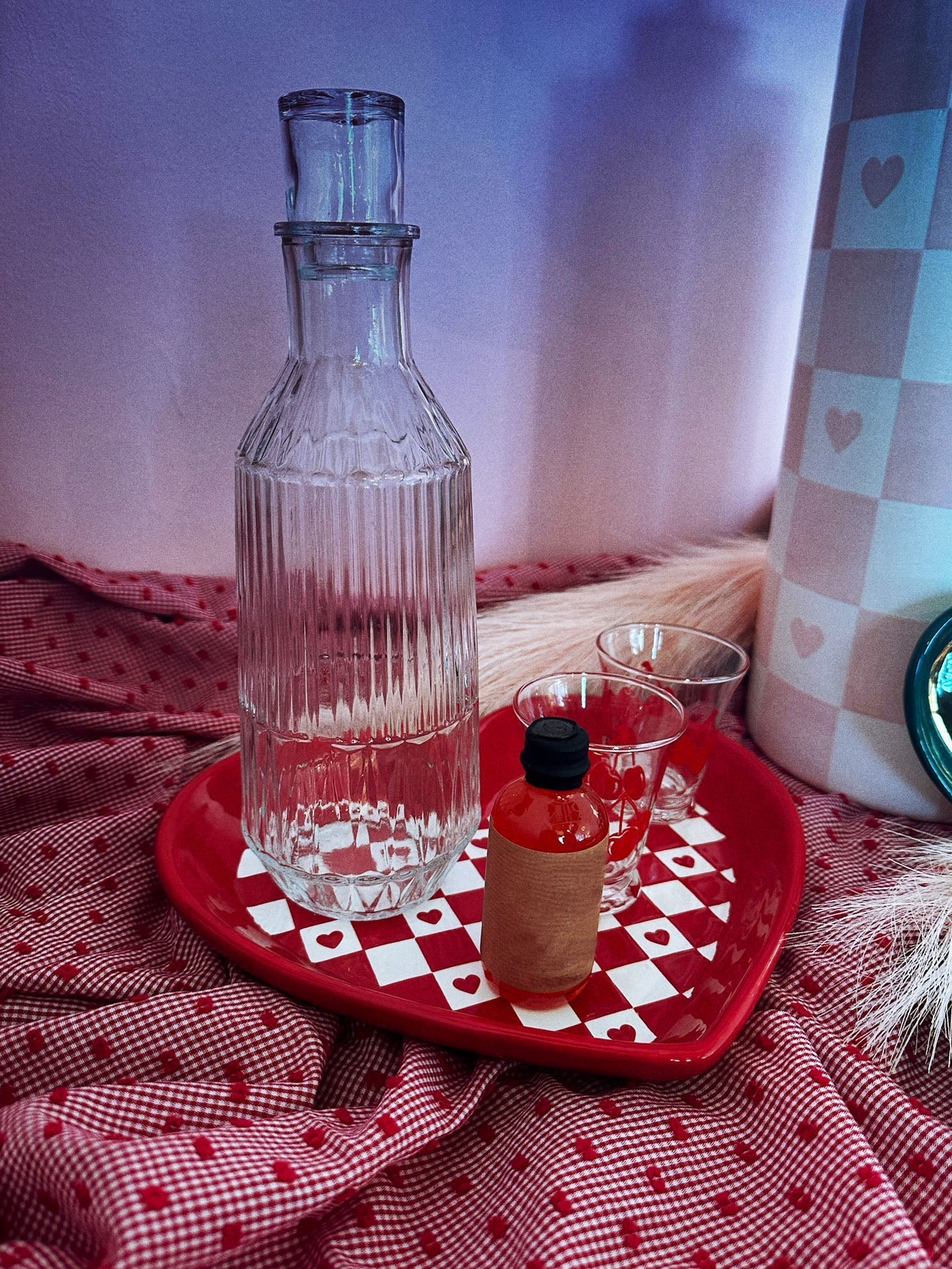 Large Checkered Heart Dishes