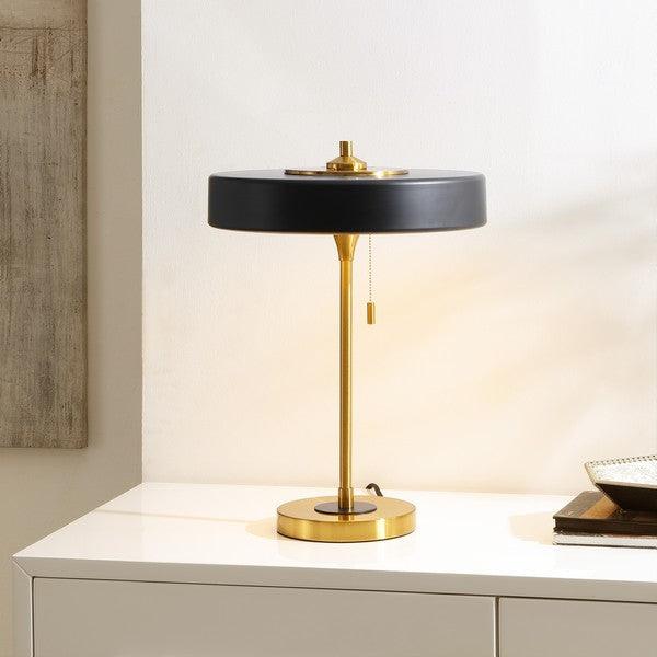 Safavieh Decker Table Lamp in Black/Brass with Pull Chain