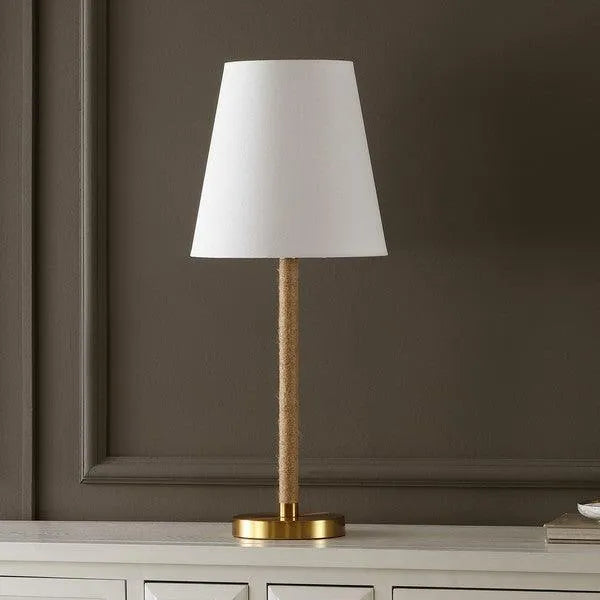 Safavieh Andi Table Lamp in Brass with White Cotton Shade