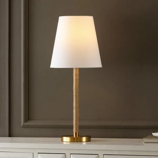 Safavieh Andi Table Lamp in Brass with White Cotton Shade