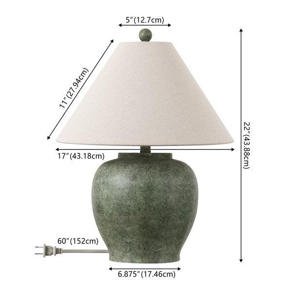 Dylan Resin Table Lamp in Antique Green with Cotton Shade