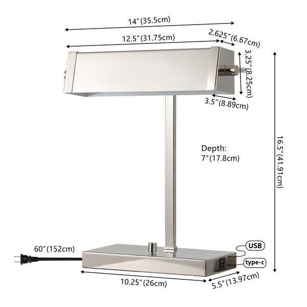 Rylan Iron Table Lamp in Polished Nickel with USB Port