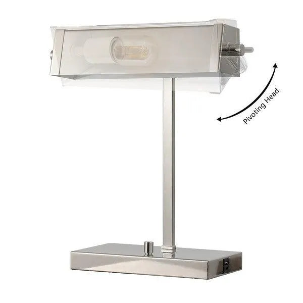 Rylan Iron Table Lamp in Polished Nickel with USB Port