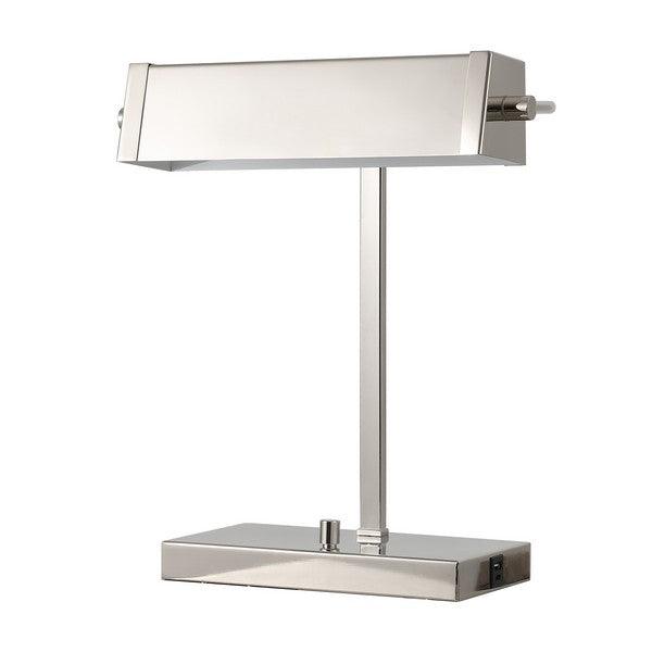 Rylan Iron Table Lamp in Polished Nickel with USB Port