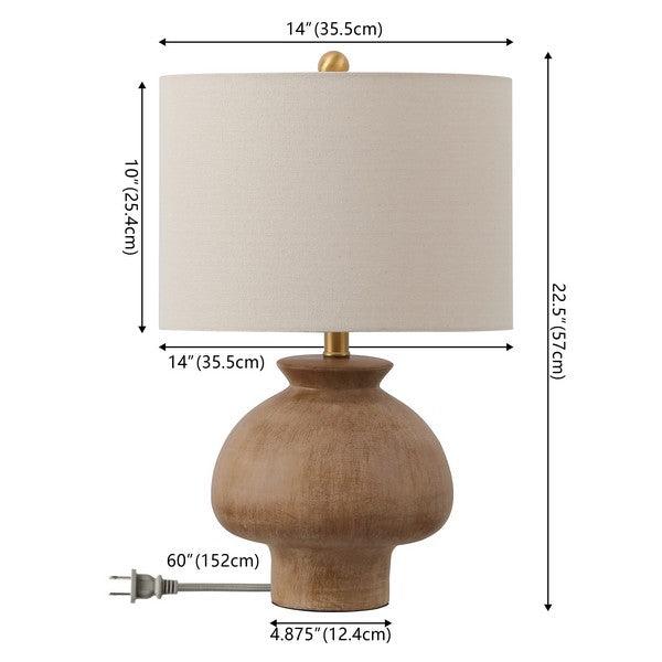 Noam Ceramic Table Lamp in Light Brown with Cotton Shade