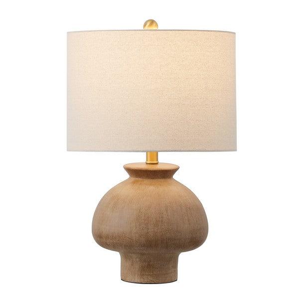 Noam Ceramic Table Lamp in Light Brown with Cotton Shade