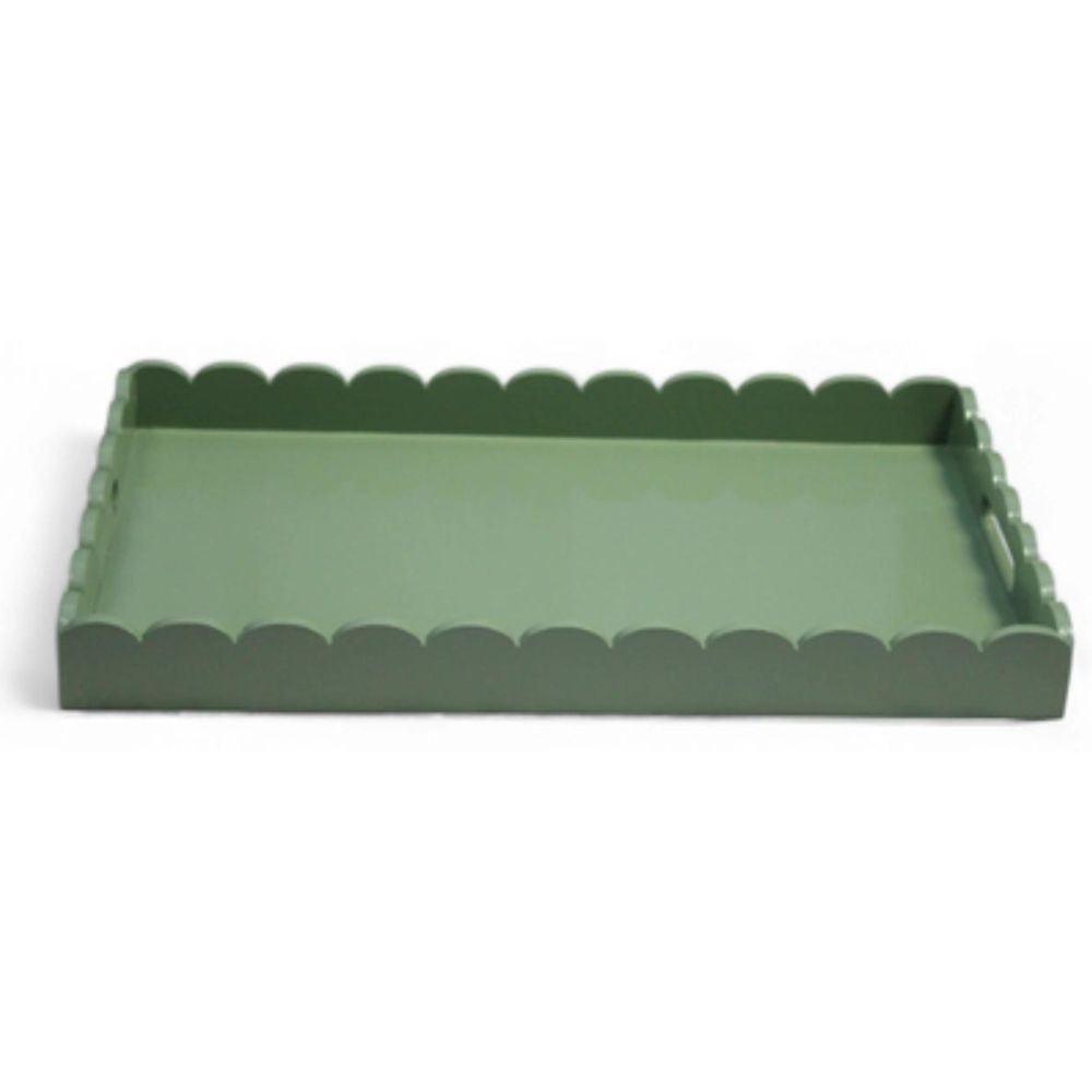 The Enchanted Home Scalloped Lacquer Tray in Green