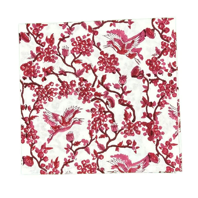 Burgundy Toile de Jouy Birds - Napkins (Set of 4)