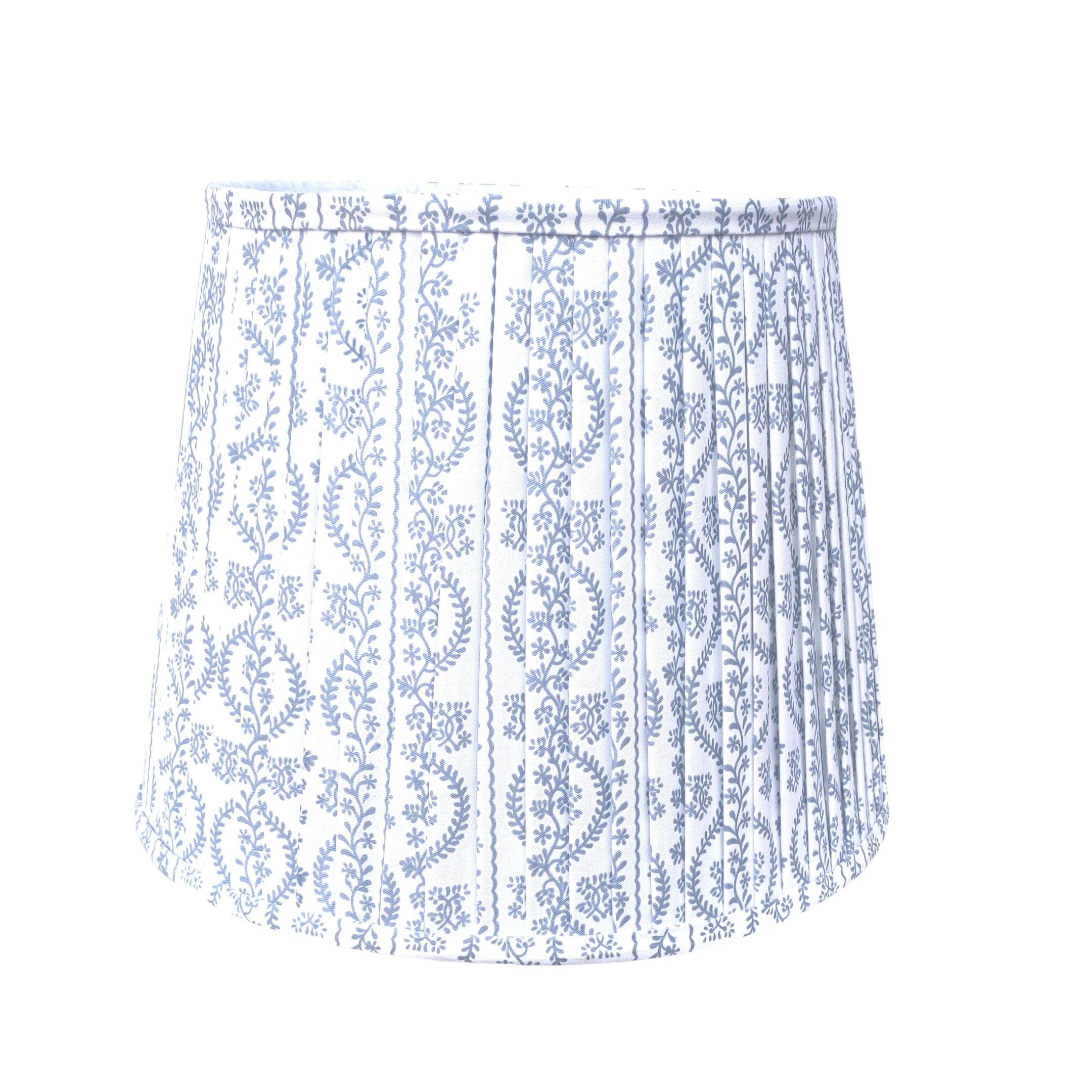 Soft Blue & White Trellis Pleated Lampshade