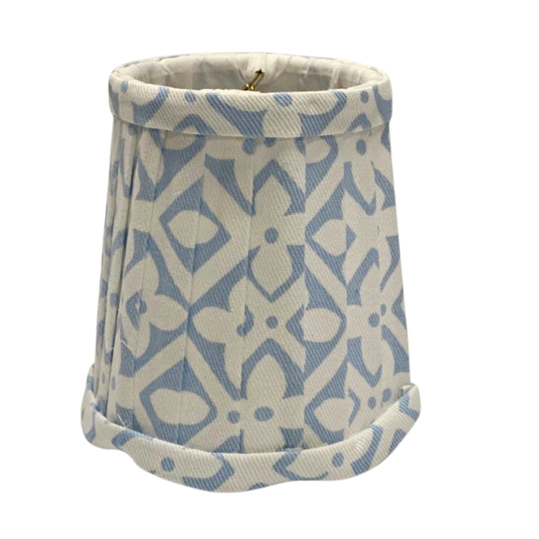 Soft Blue & White Floral Pleated Sconce Shade