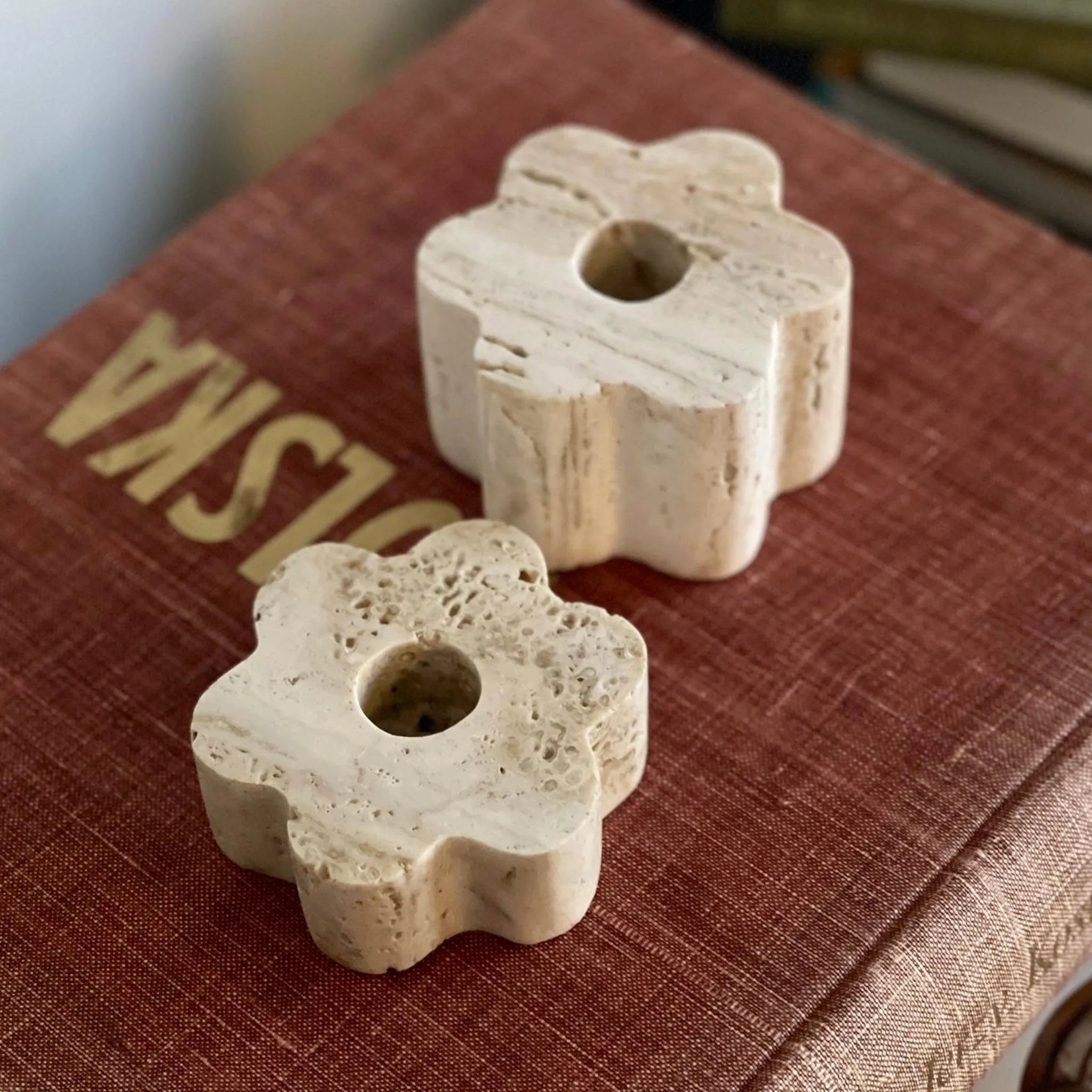 Anastasio Home Bud Candle Set in Travertine