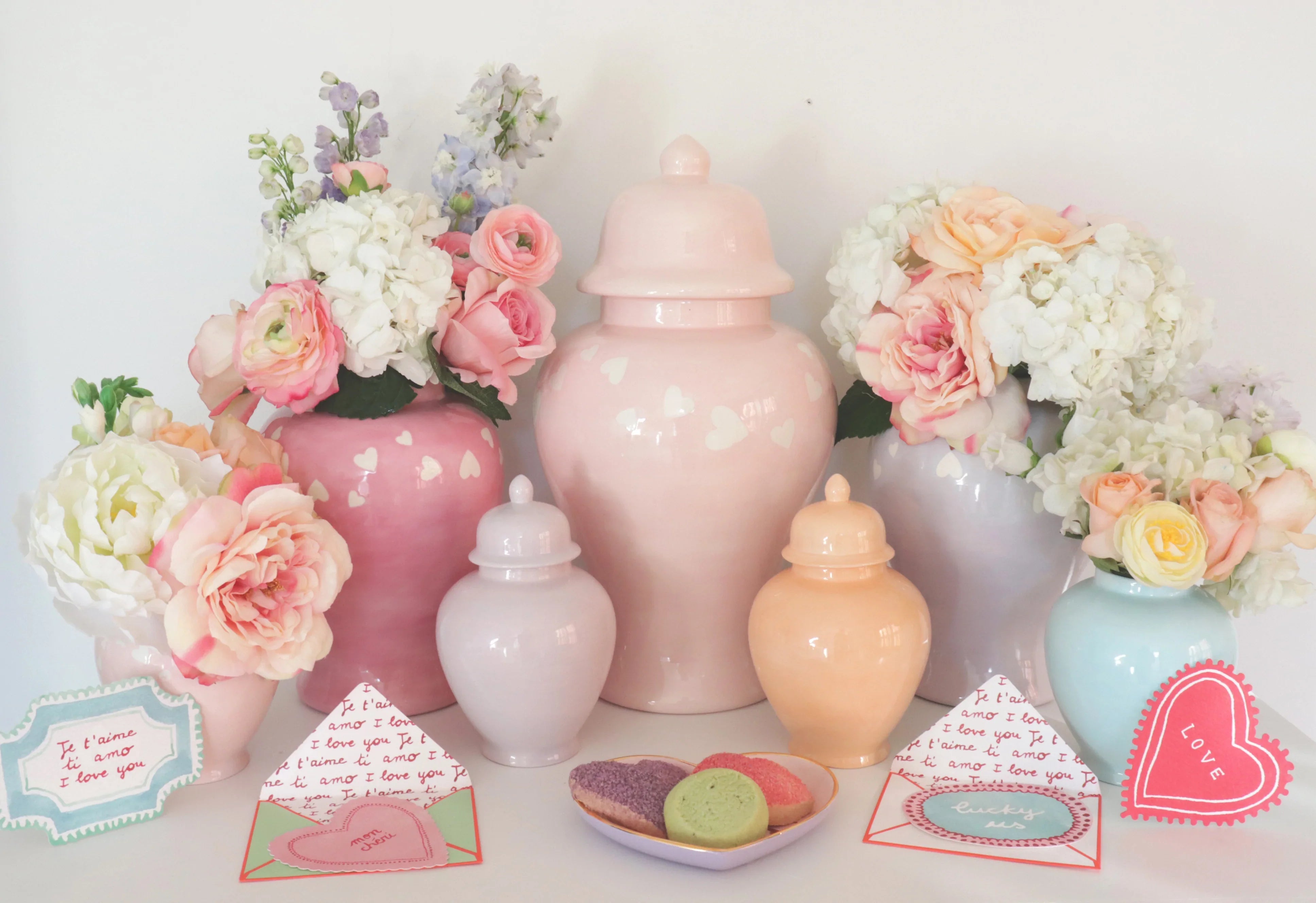 "Love is in the Air" Ginger Jars in Cherry Blossom Pink