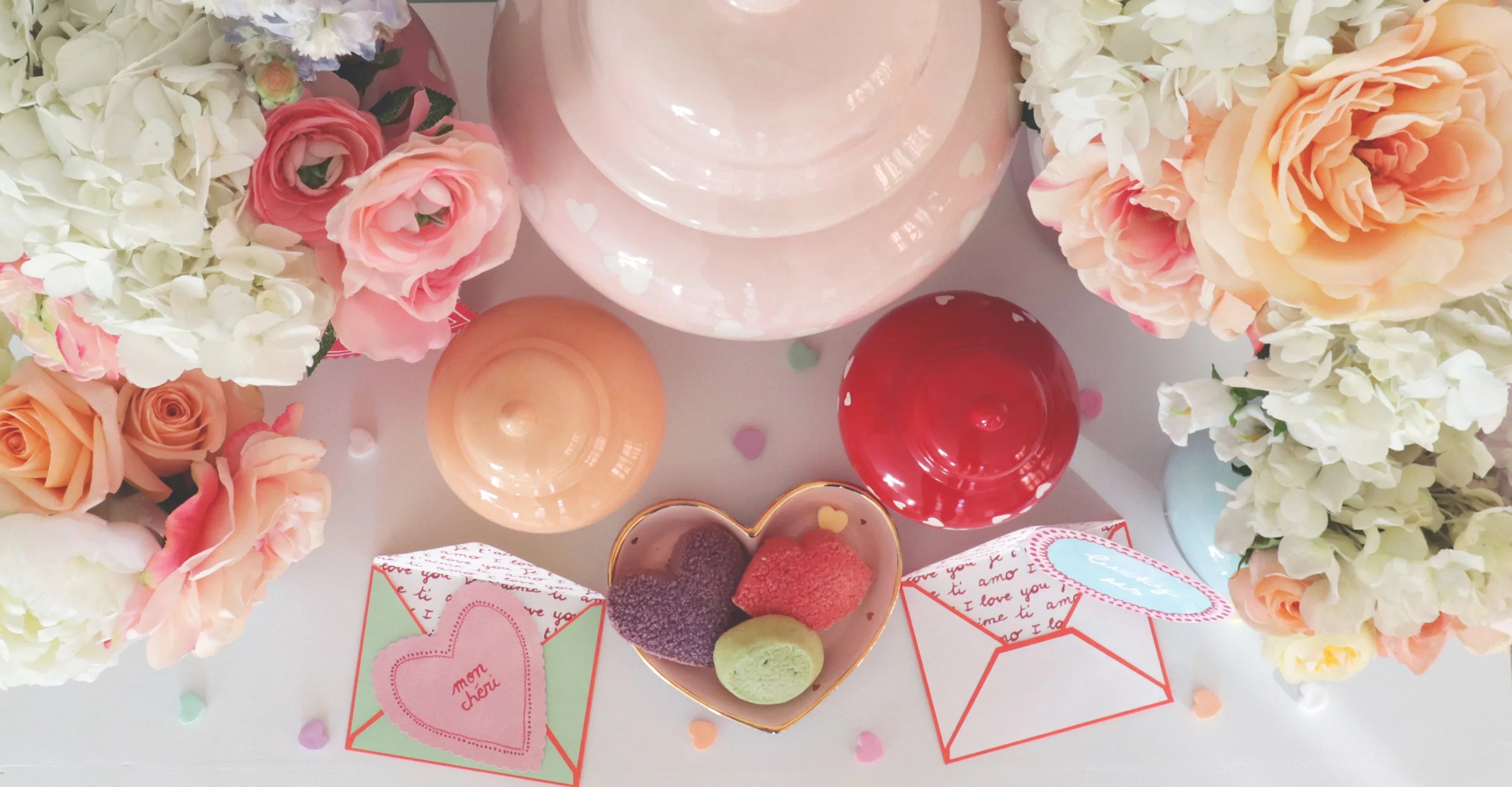 "Love is in the Air" Ginger Jars in Cherry Blossom Pink