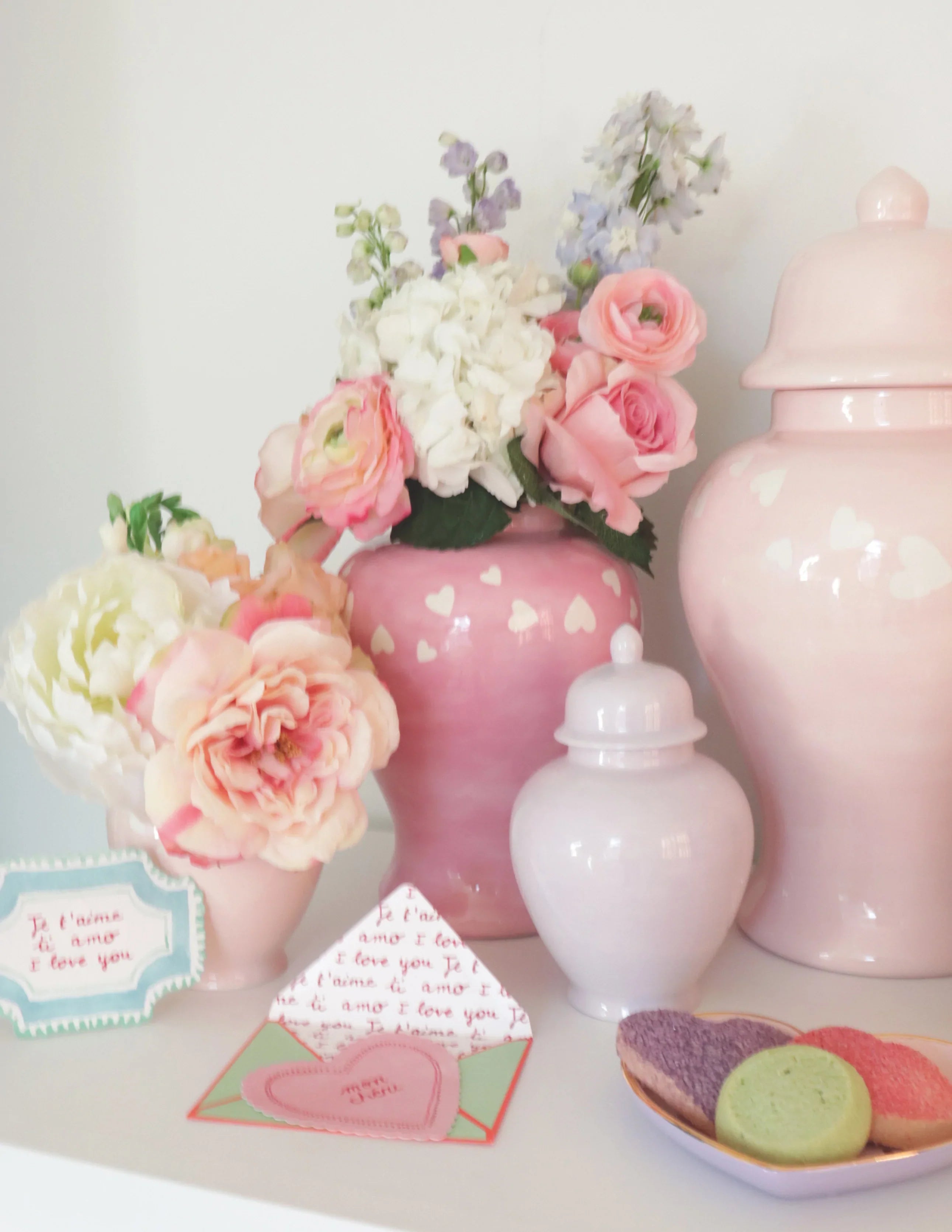 "Love is in the Air" Ginger Jars in Bubble Gum Pink