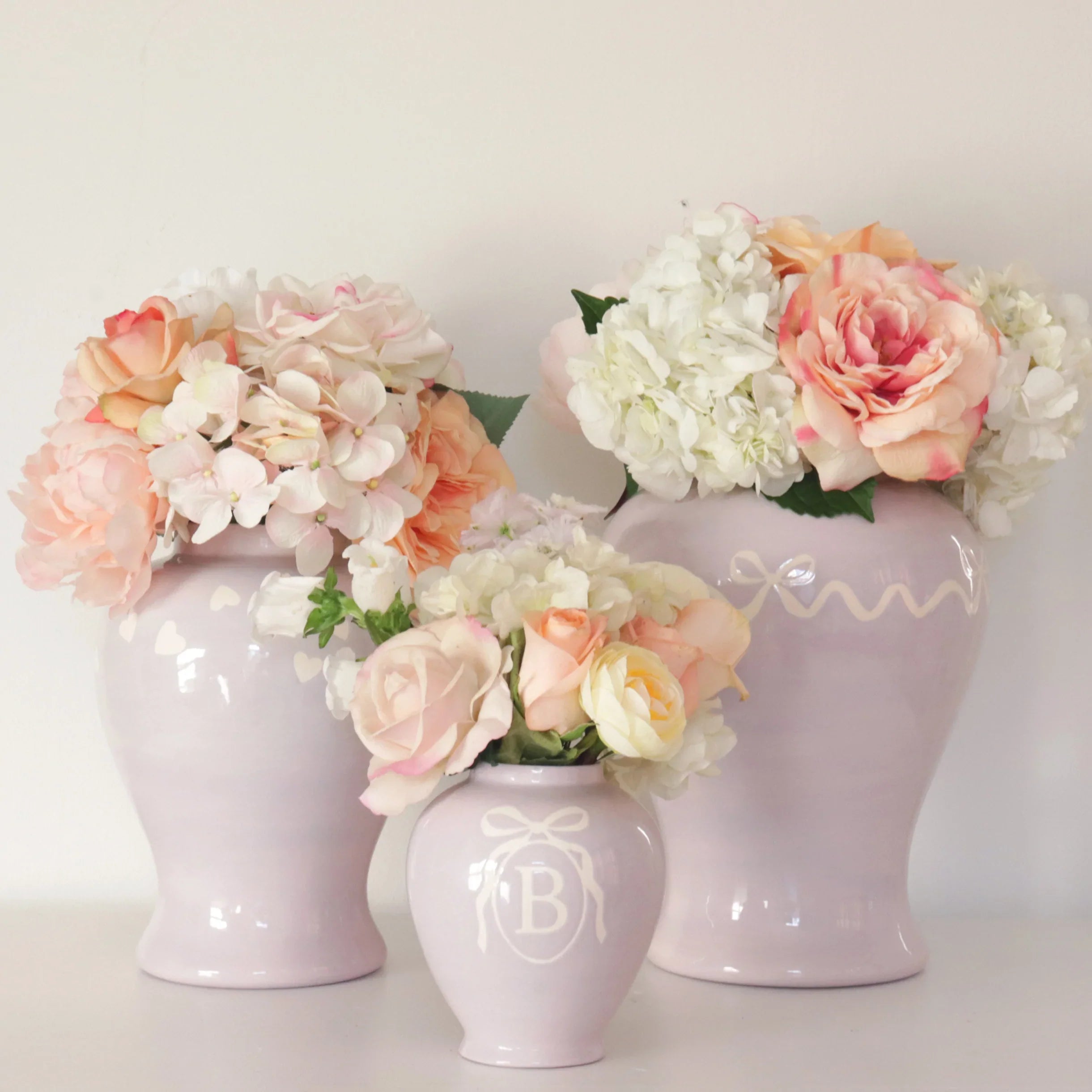 "Love is in the Air" Ginger Jars in Light Lavender