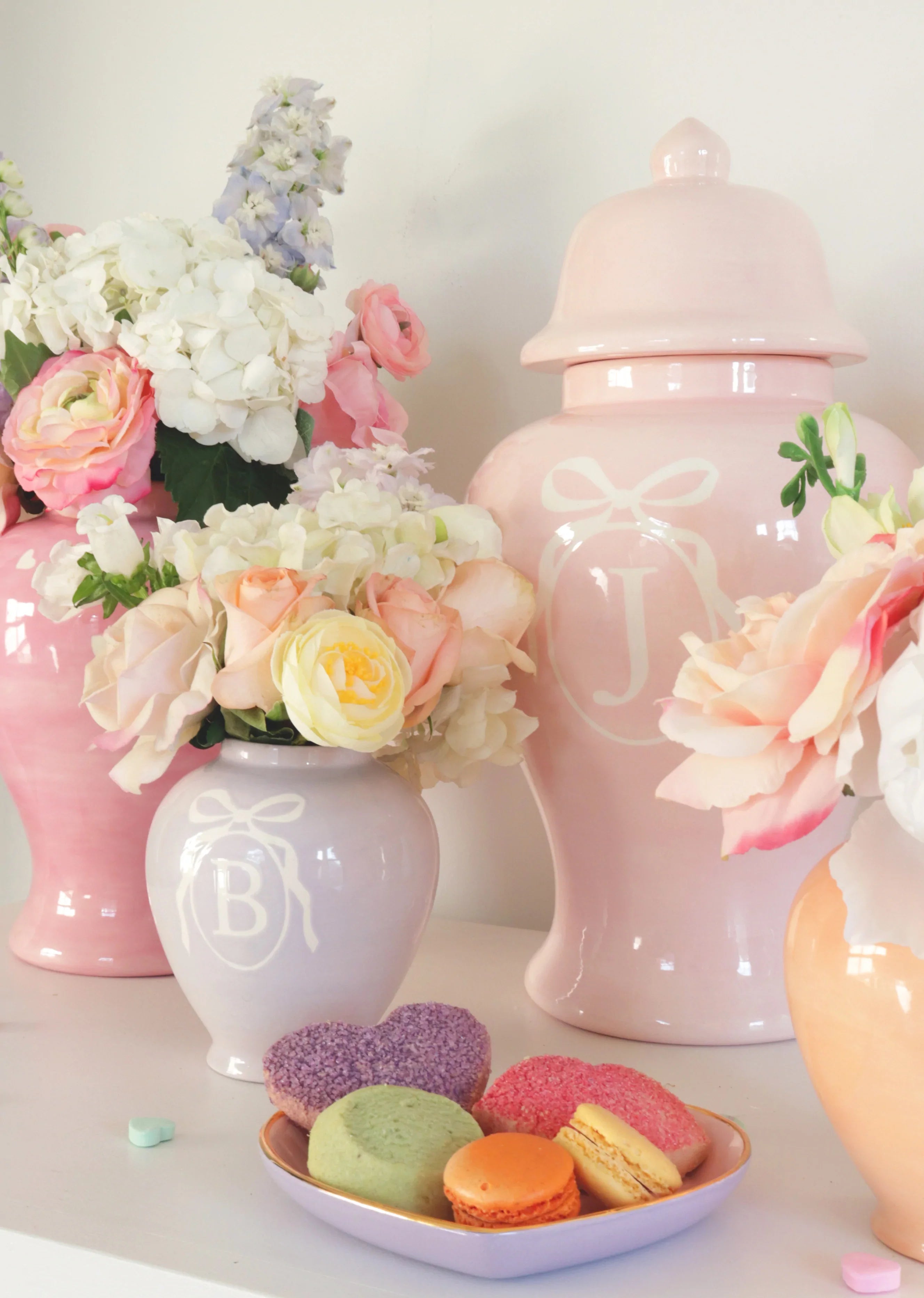 "Love is in the Air" Ginger Jars in Bubble Gum Pink