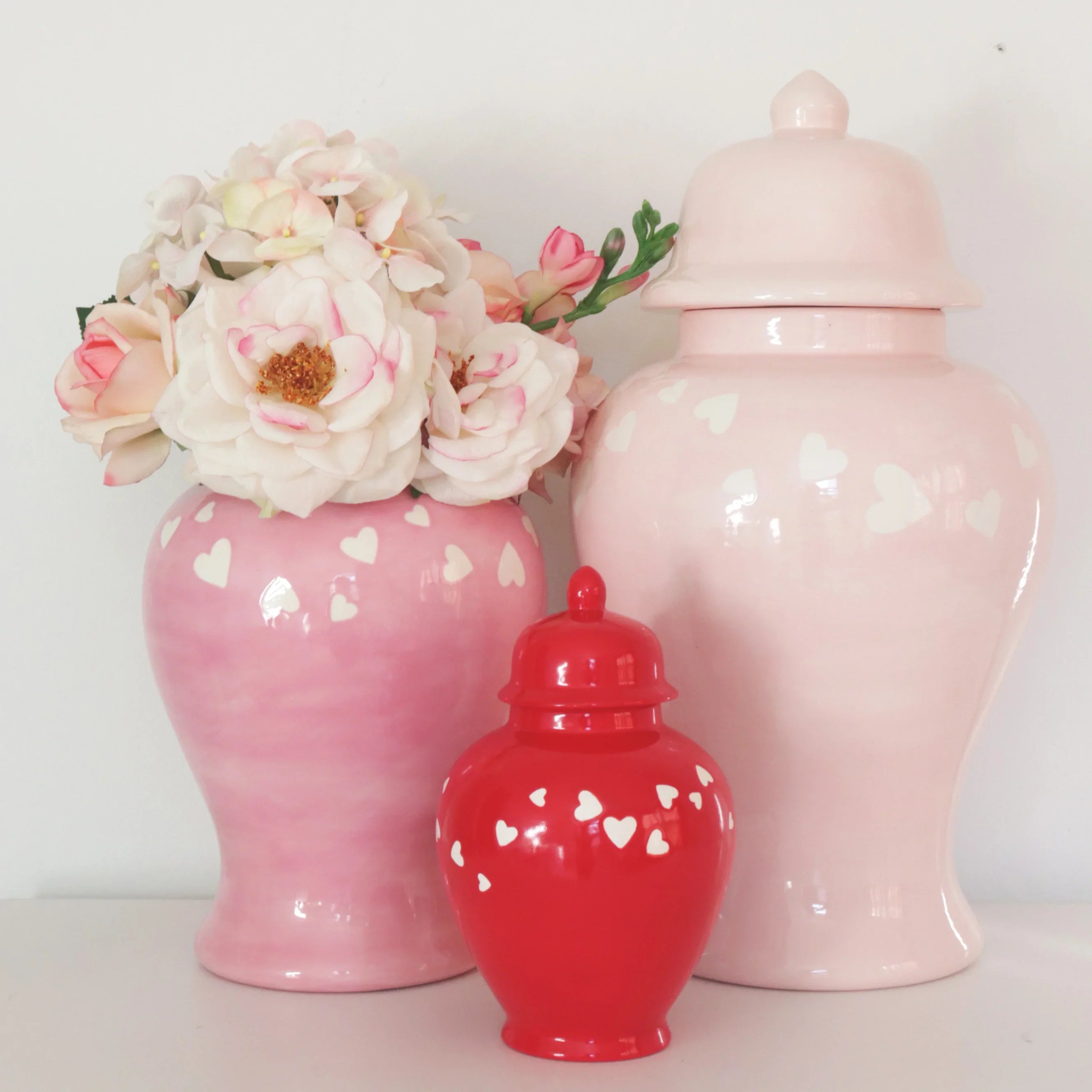 "Love is in the Air" Ginger Jars in Cherry Blossom Pink