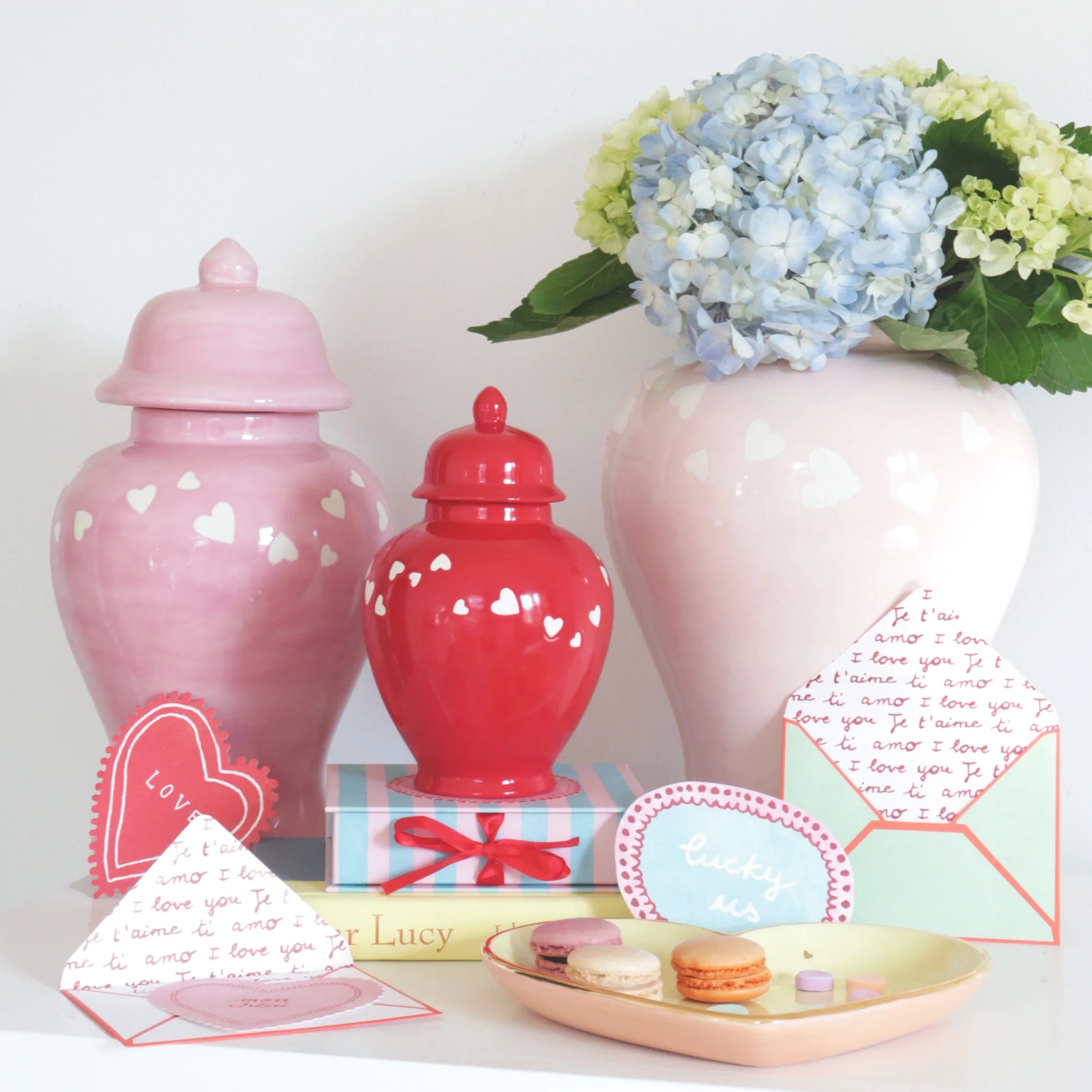 "Love is in the Air" Ginger Jars in Cherry Blossom Pink