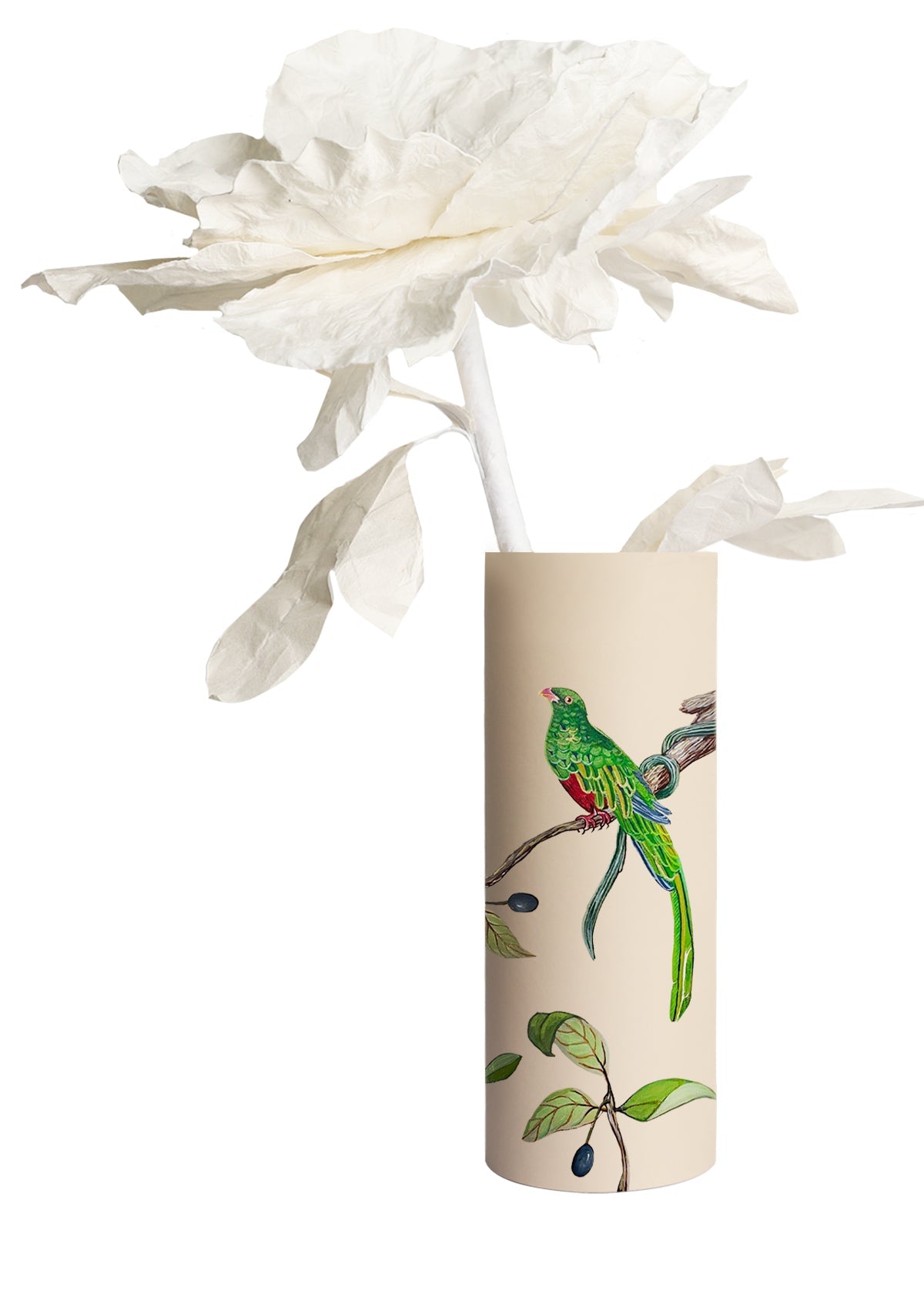 Bird and Olive Beige Vase