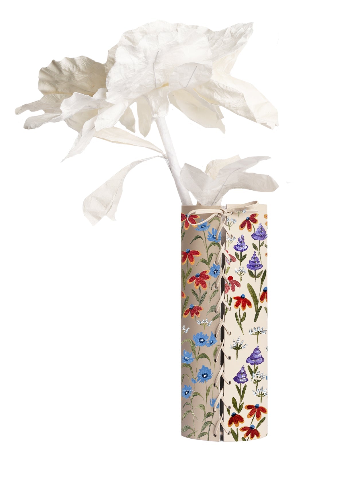 Floral Print Beige Vase