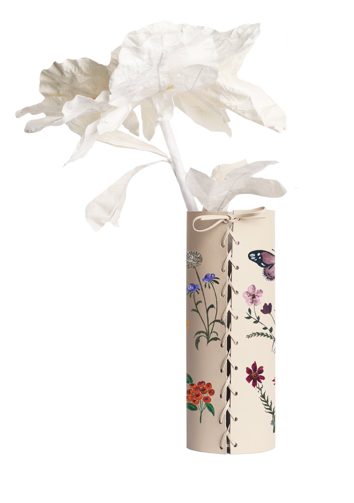 Pressed Flowers Beige Vase