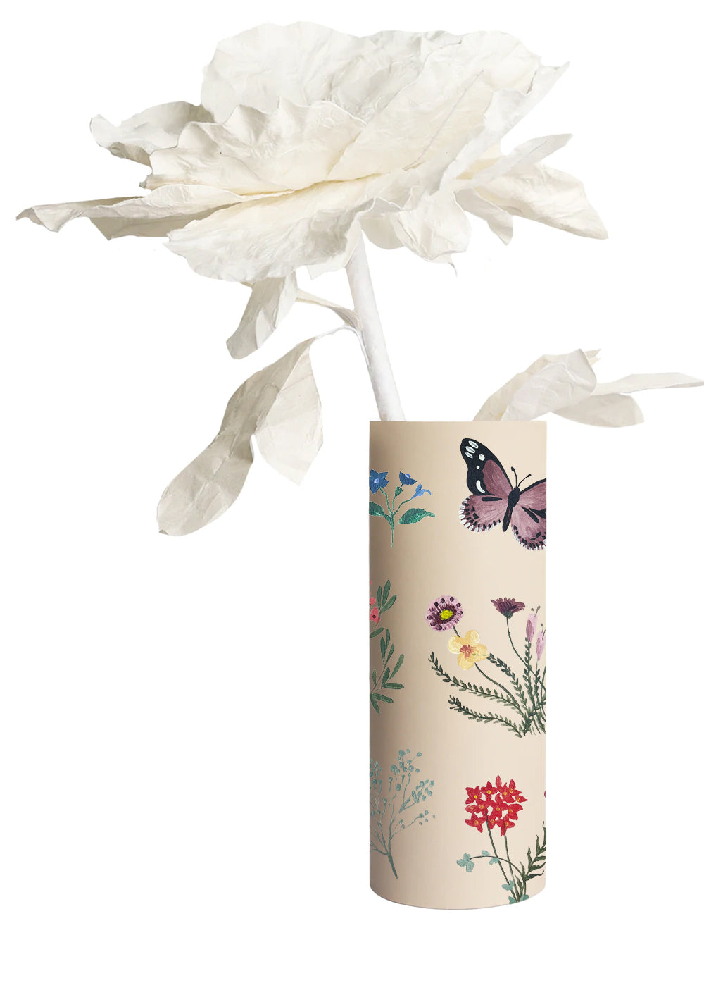 Pressed Flowers Beige Vase