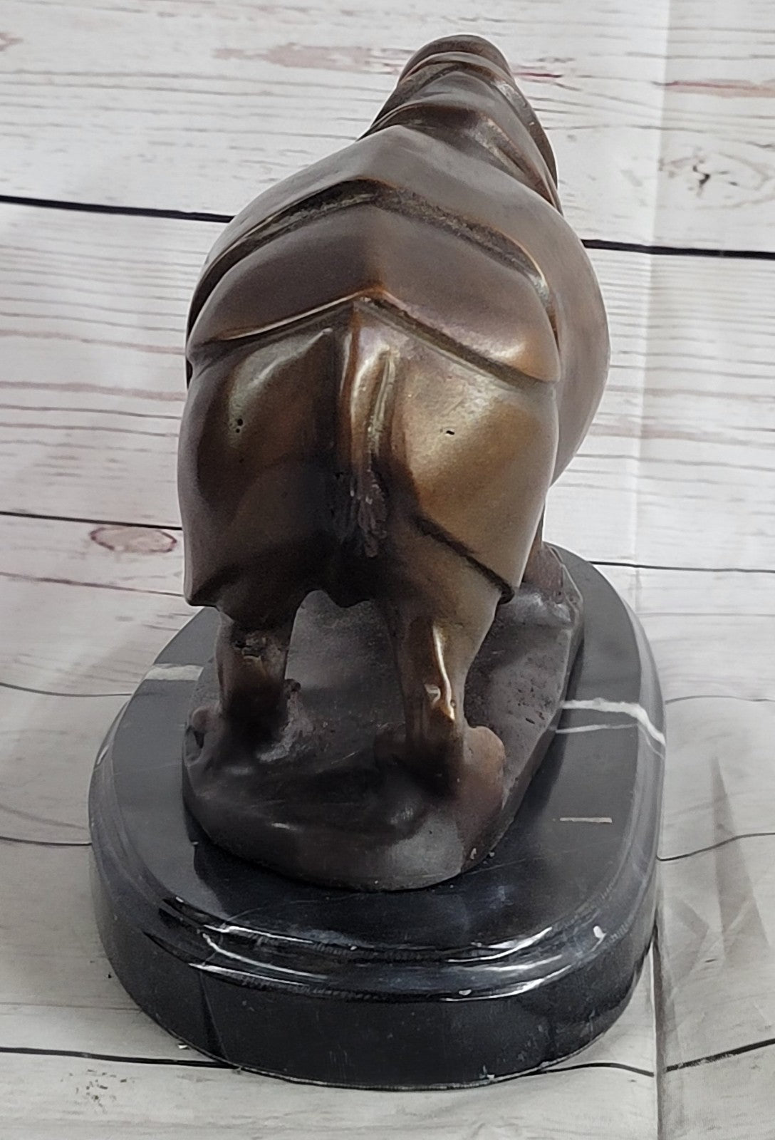 Signed Salvador Dali White Rhinoceros African Rhino Wild Life Bronze Sculpture Statue Art